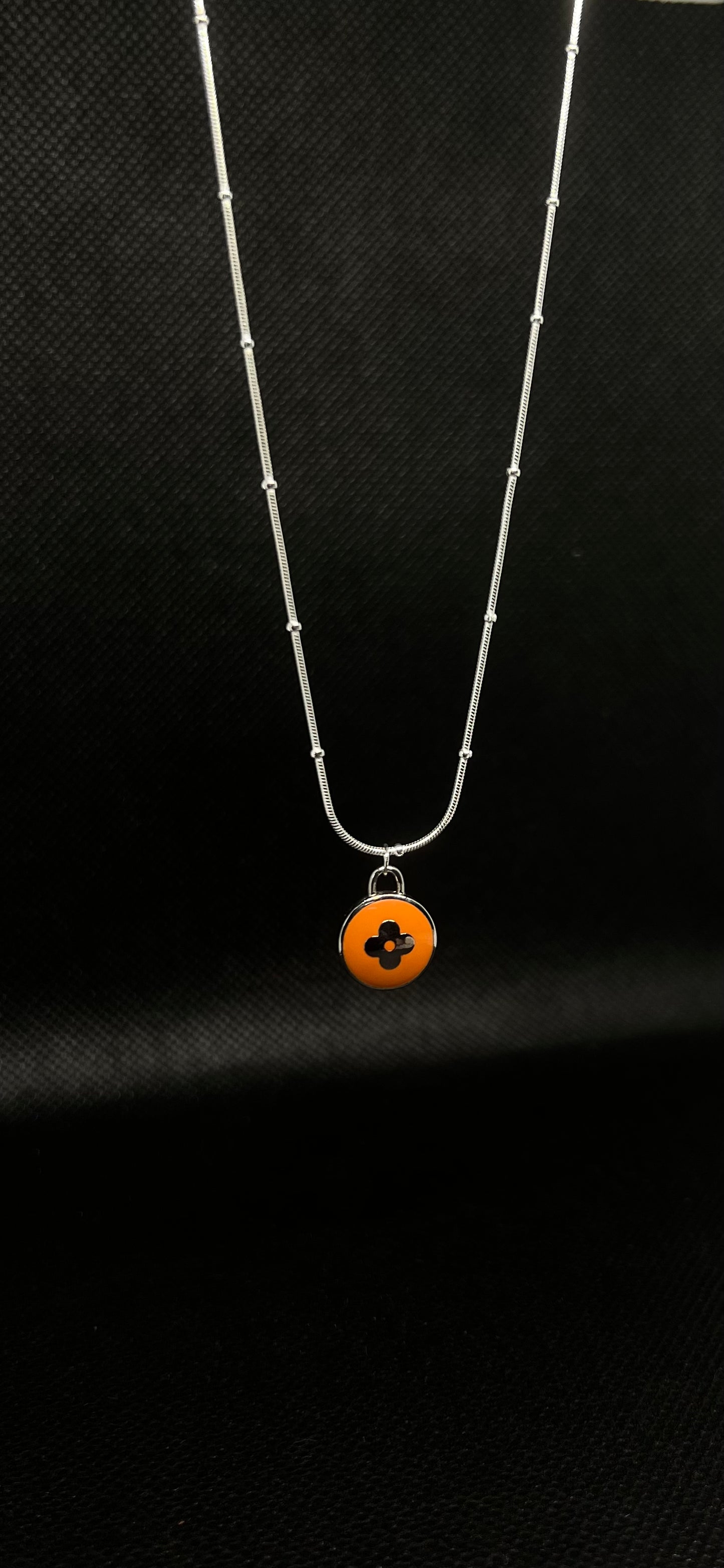 16" Orange LV Beaded Snake Necklace